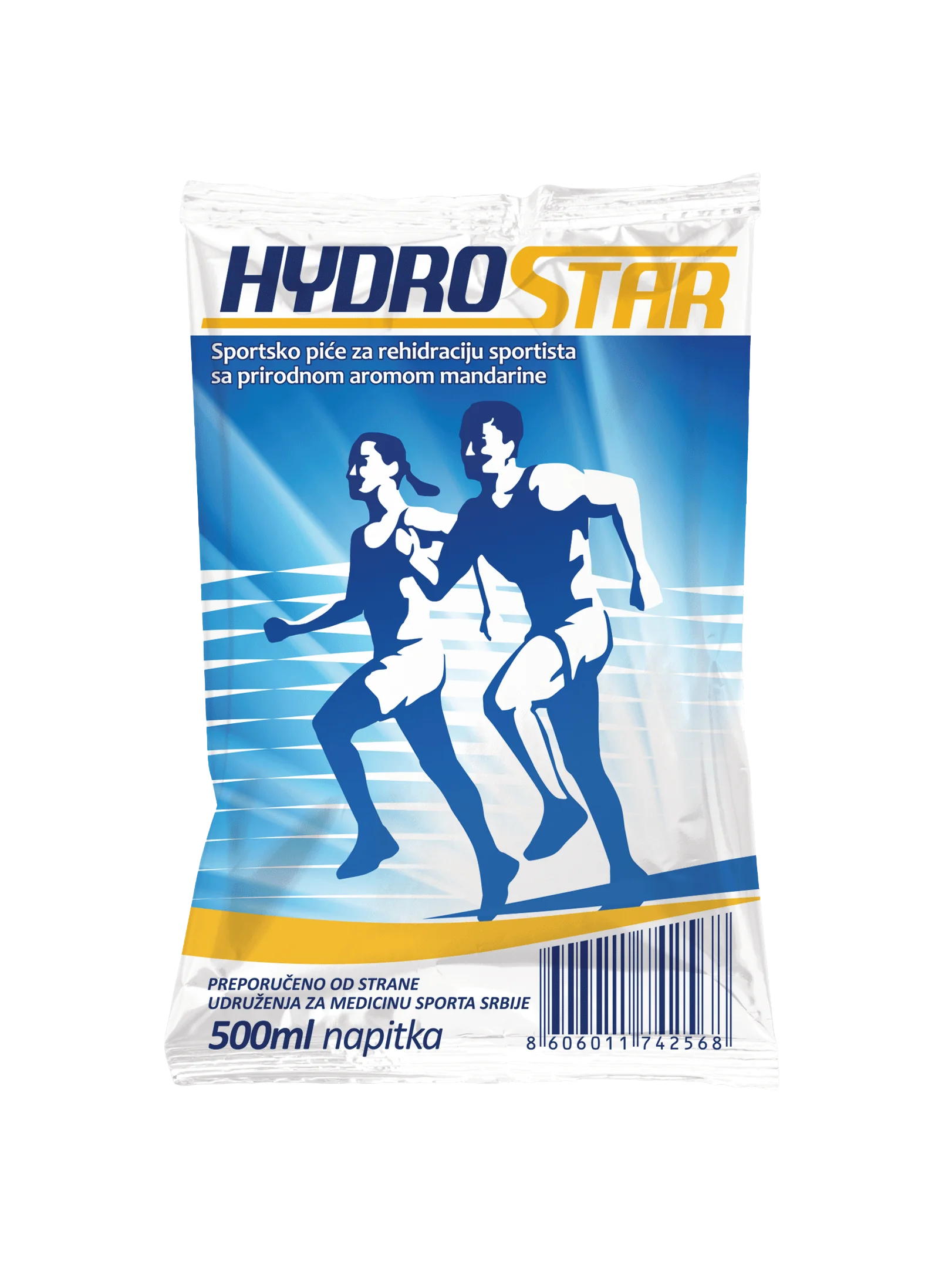 Hydrostar prašak za rehidrataciju - kutija sa 12 kesica i pojedinačna kesica sa aromom mandarine